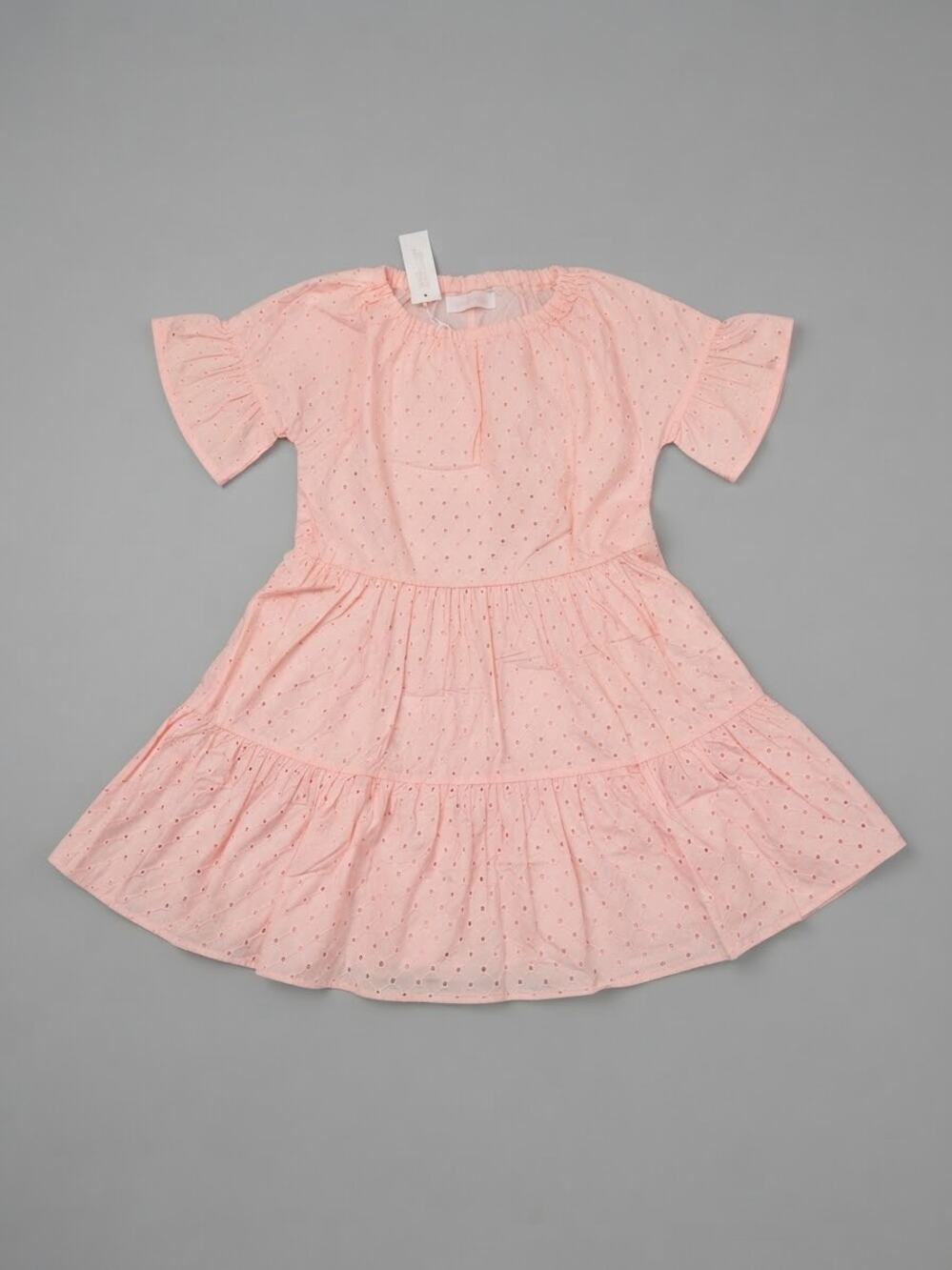 Gymboree Pink Eyelet Tiered Dress Girls Size L 10-12 Cotton Summer Chic Casual